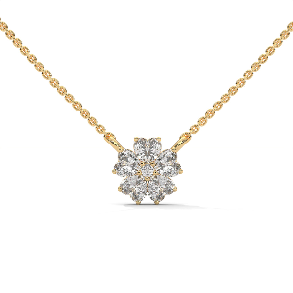 Heart Diamond Floral Pendant