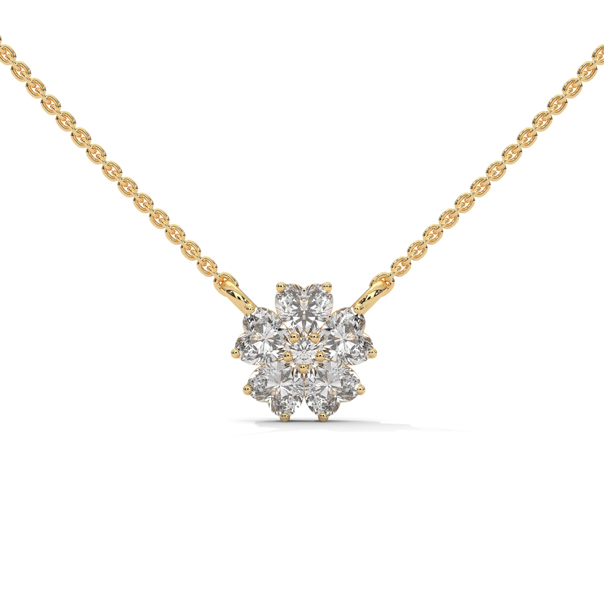 Heart Diamond Floral Pendant