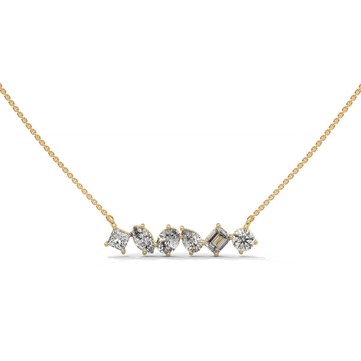 Multi Shape Diamond Bar Pendant – view 7 of 9, lab grown diamond pendant | Jewelix Atelier