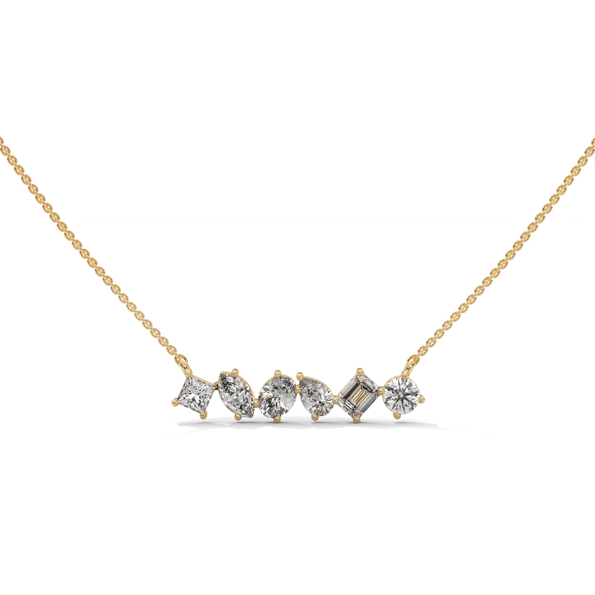 Multi Shape Diamond Bar Necklace Pendant