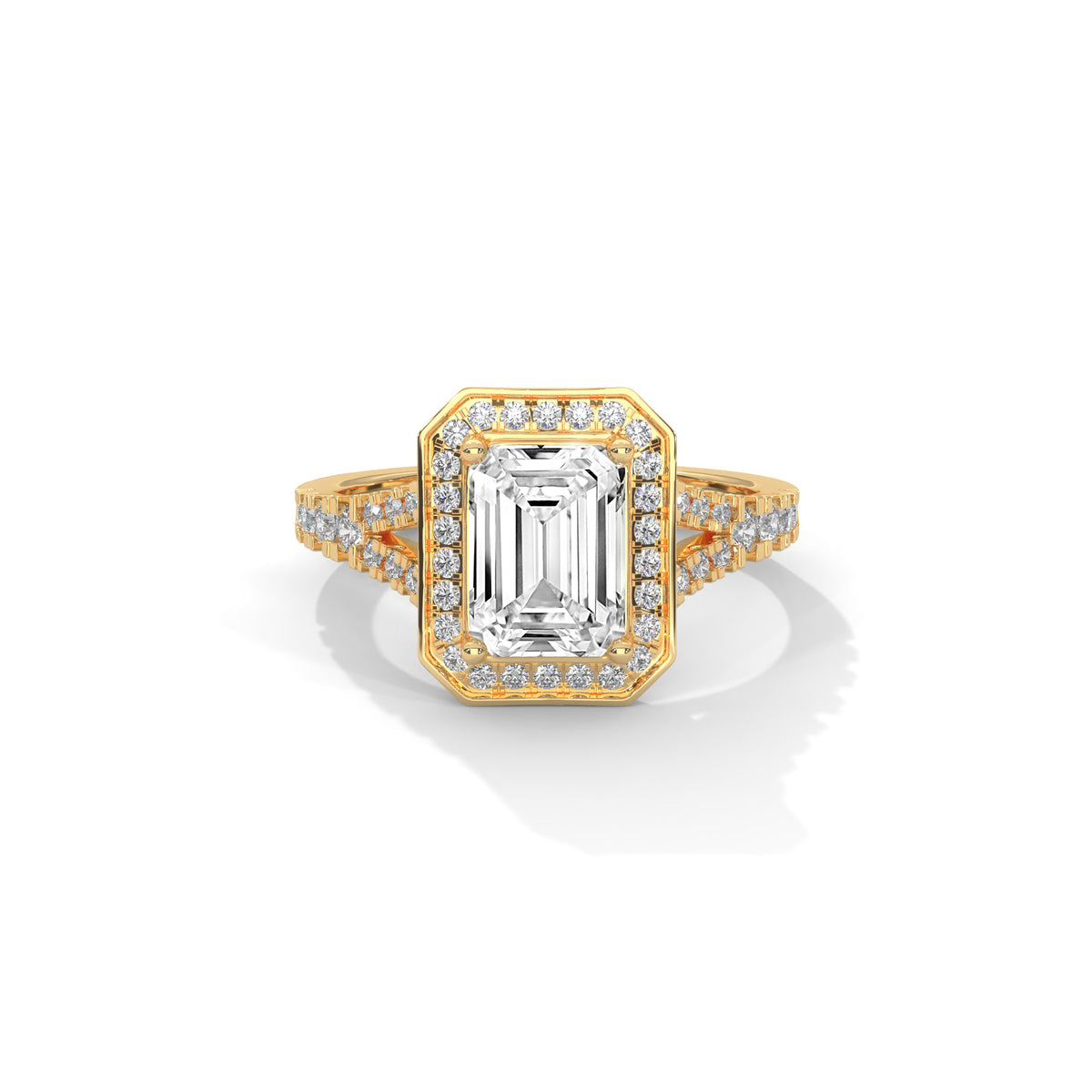 Emerald Cut Hexagon Halo Diamond Ring – view 4 of 9, lab grown diamond ring | Jewelix Atelier