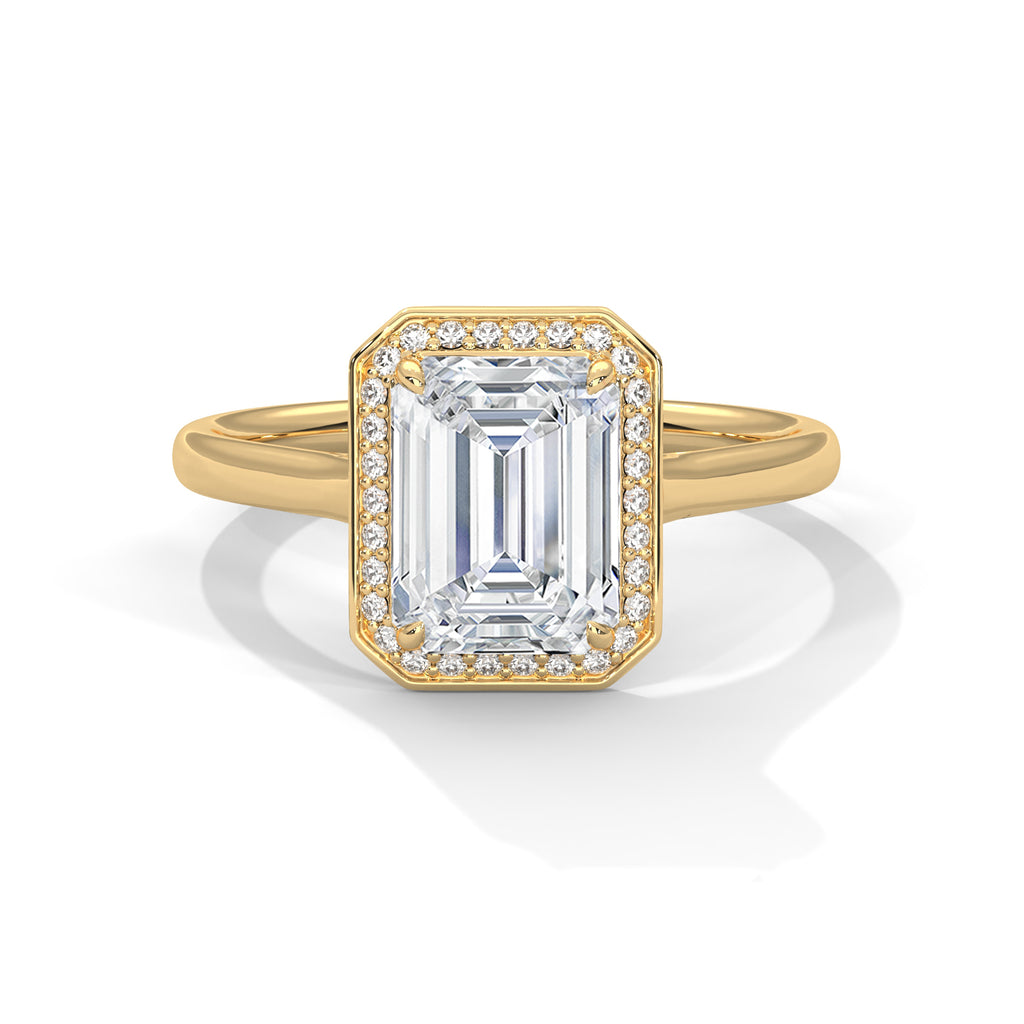 Emerald Cut Diamond Halo Engagement Ring