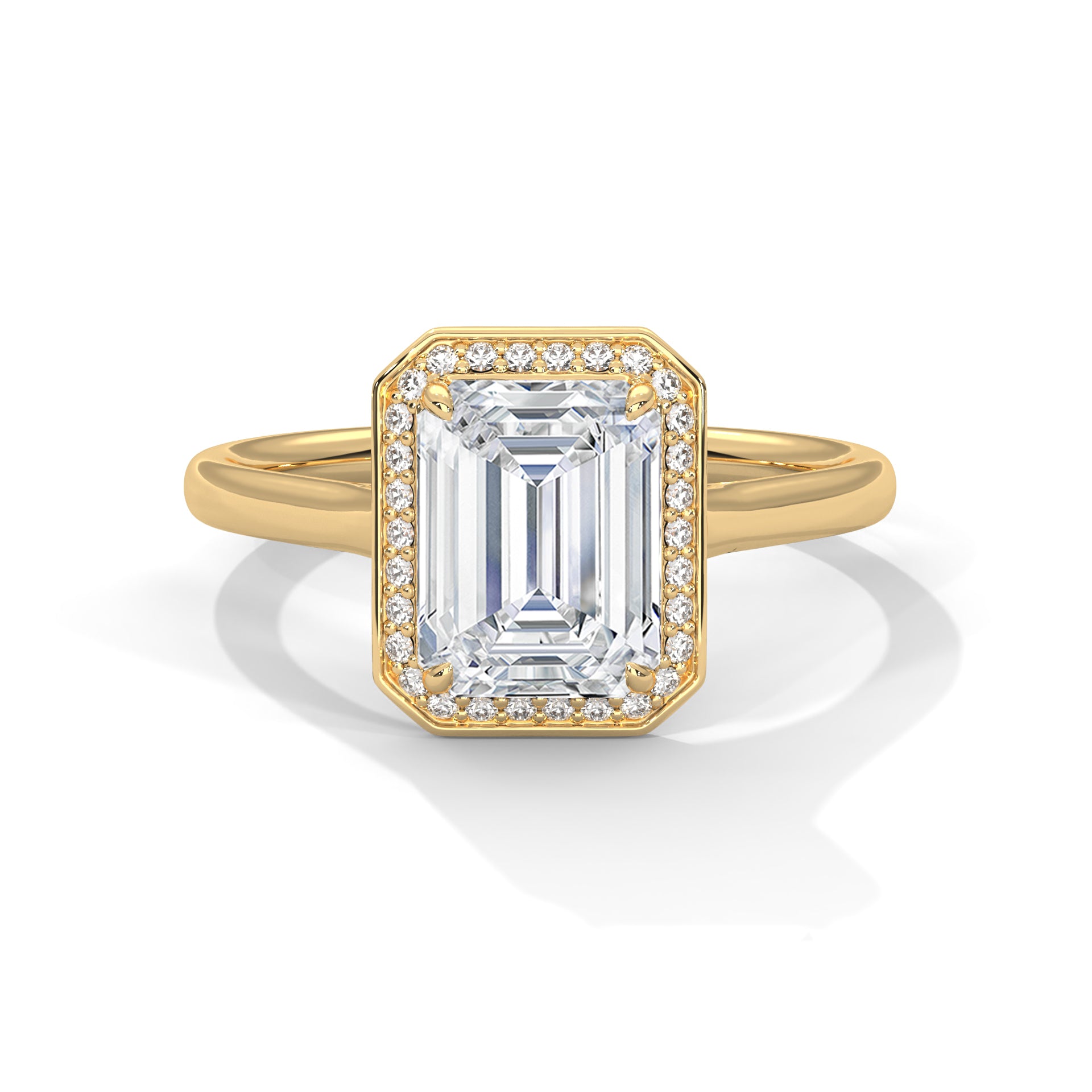 Emerald Cut Diamond Halo Engagement Ring