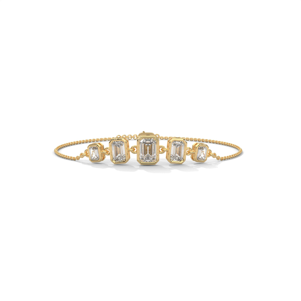 Emerald Cut Five Stone Diamond Bracelet