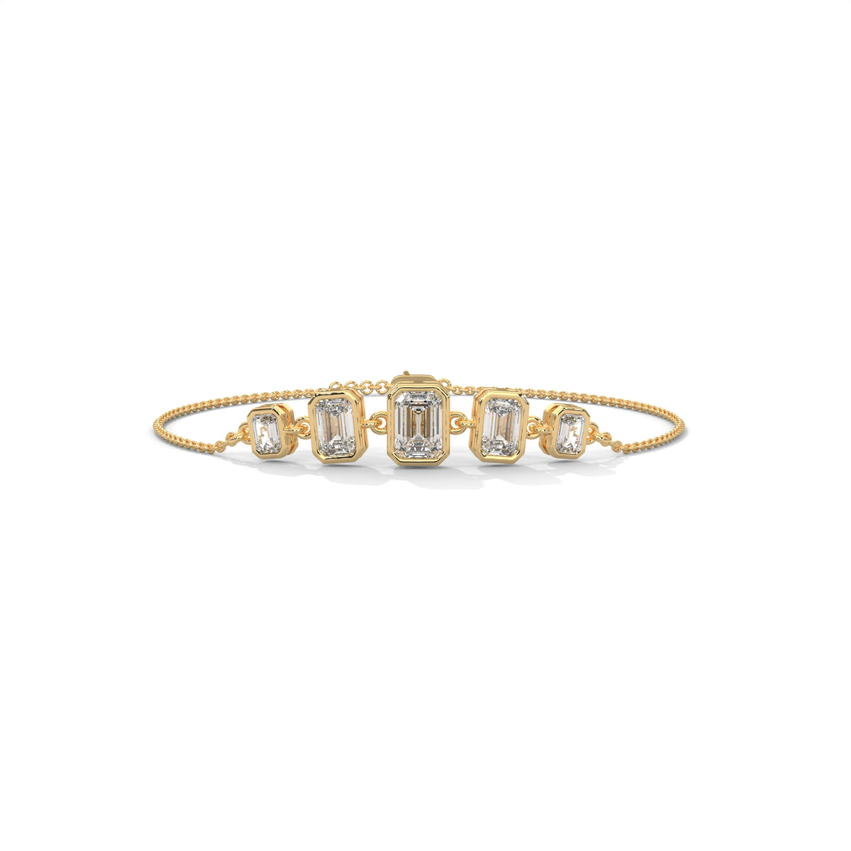 Emerald Cut Five Stone Diamond Bracelet, detail view — Jewelix Atelier