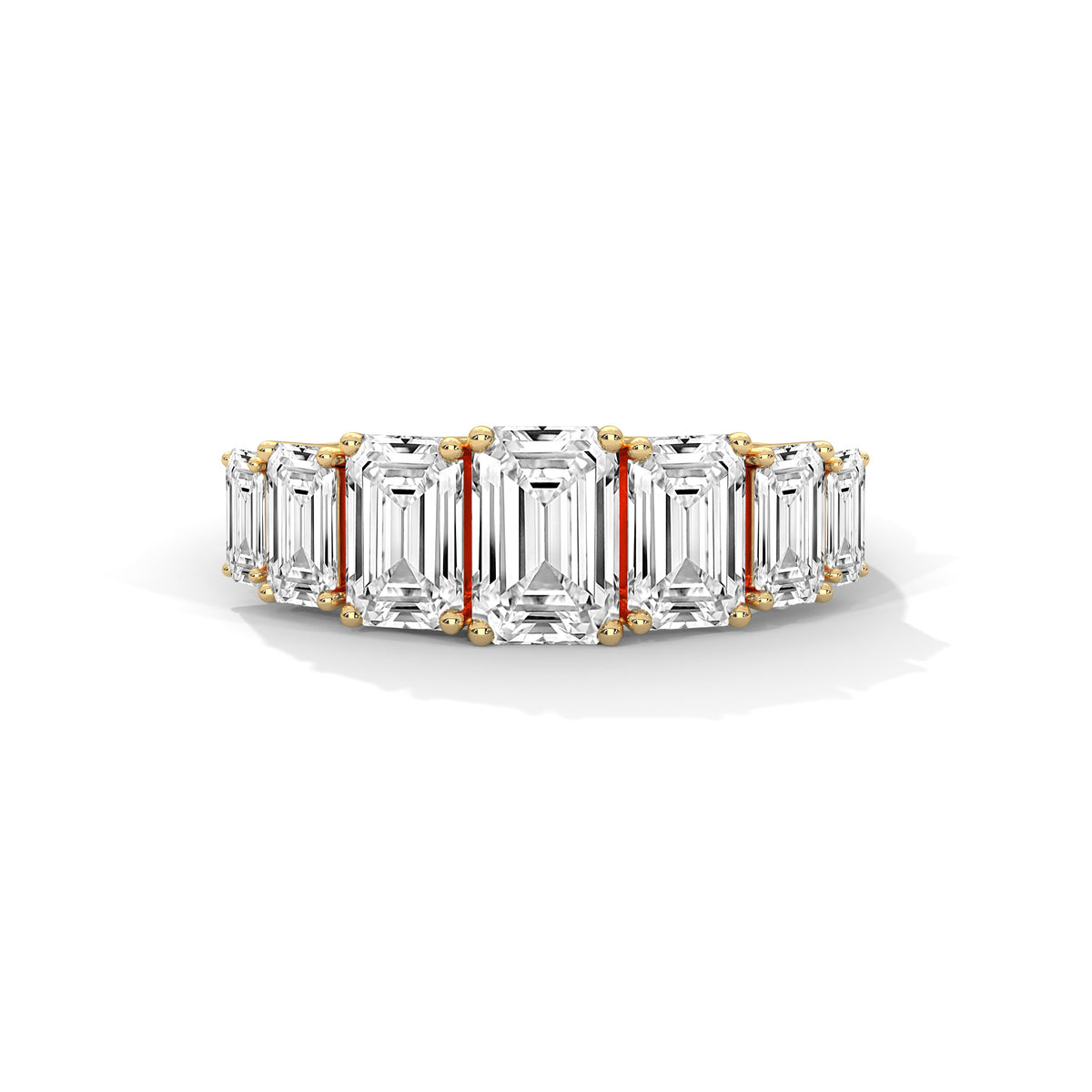 Graduated Emerald Cut Seven Stone Diamond Ring – view 7 of 9, lab grown diamond ring | Jewelix Atelier