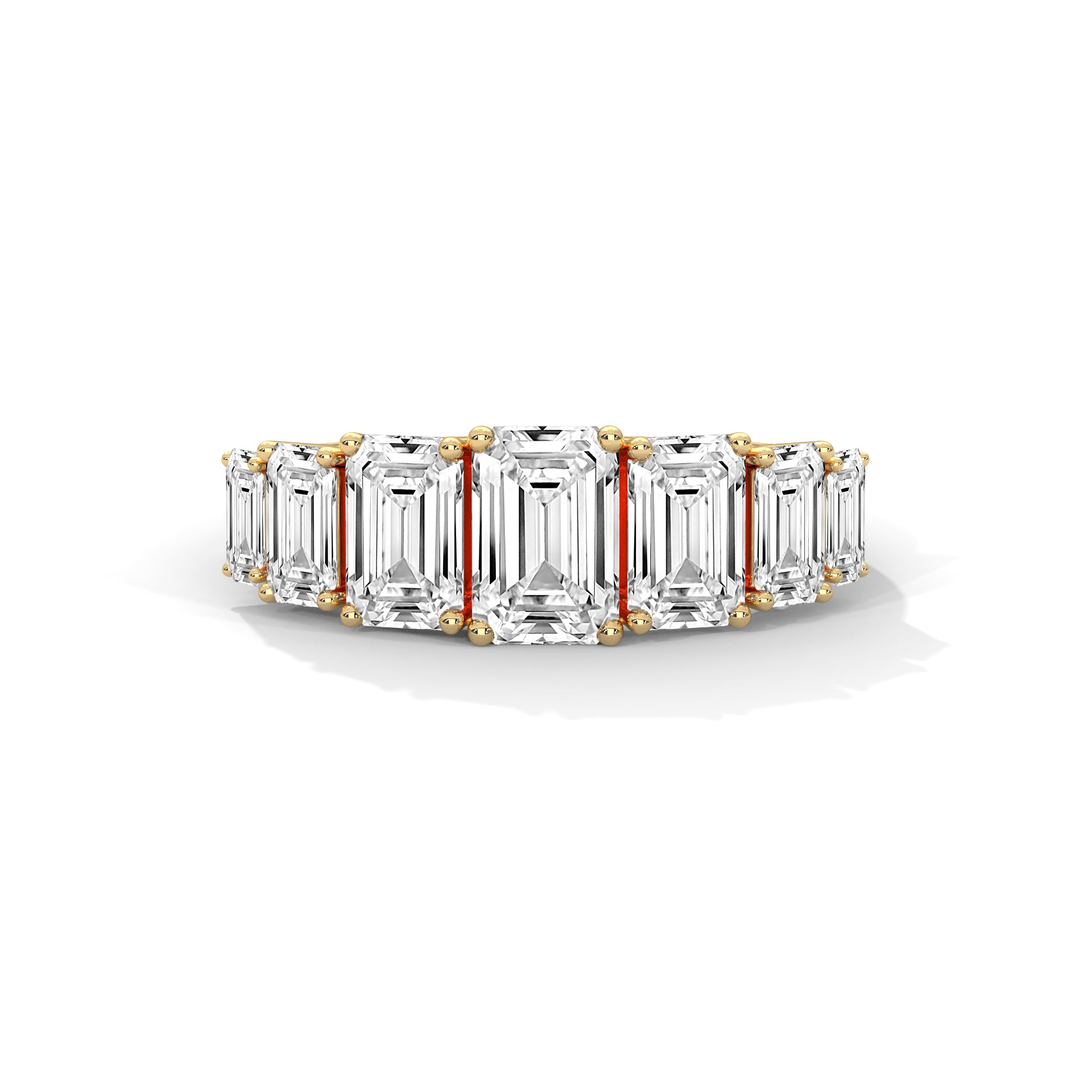 Graduated Emerald Cut Seven Stone Diamond Ring