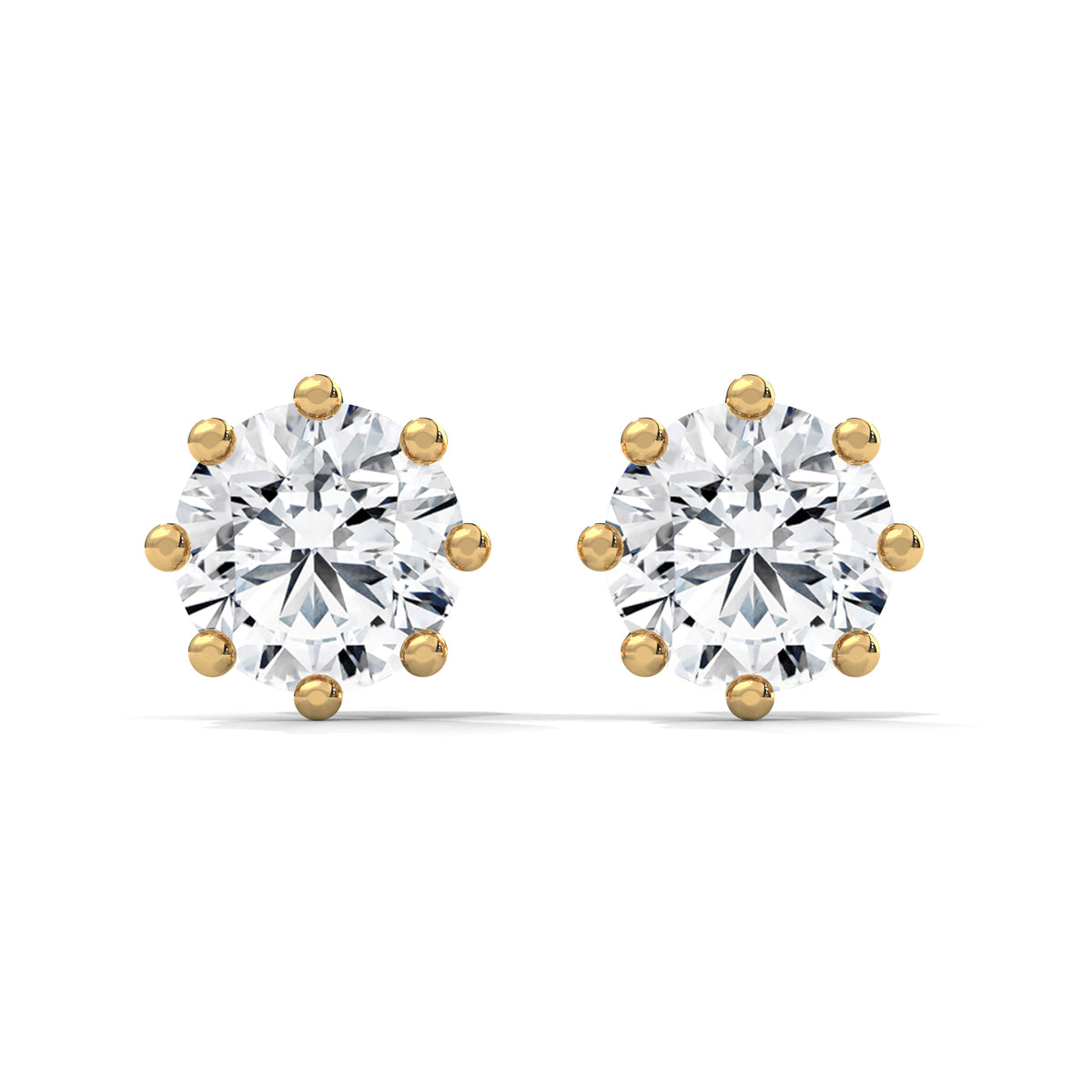Round brilliant solitaire diamond stud earrings, lifestyle view — Jewelix Atelier