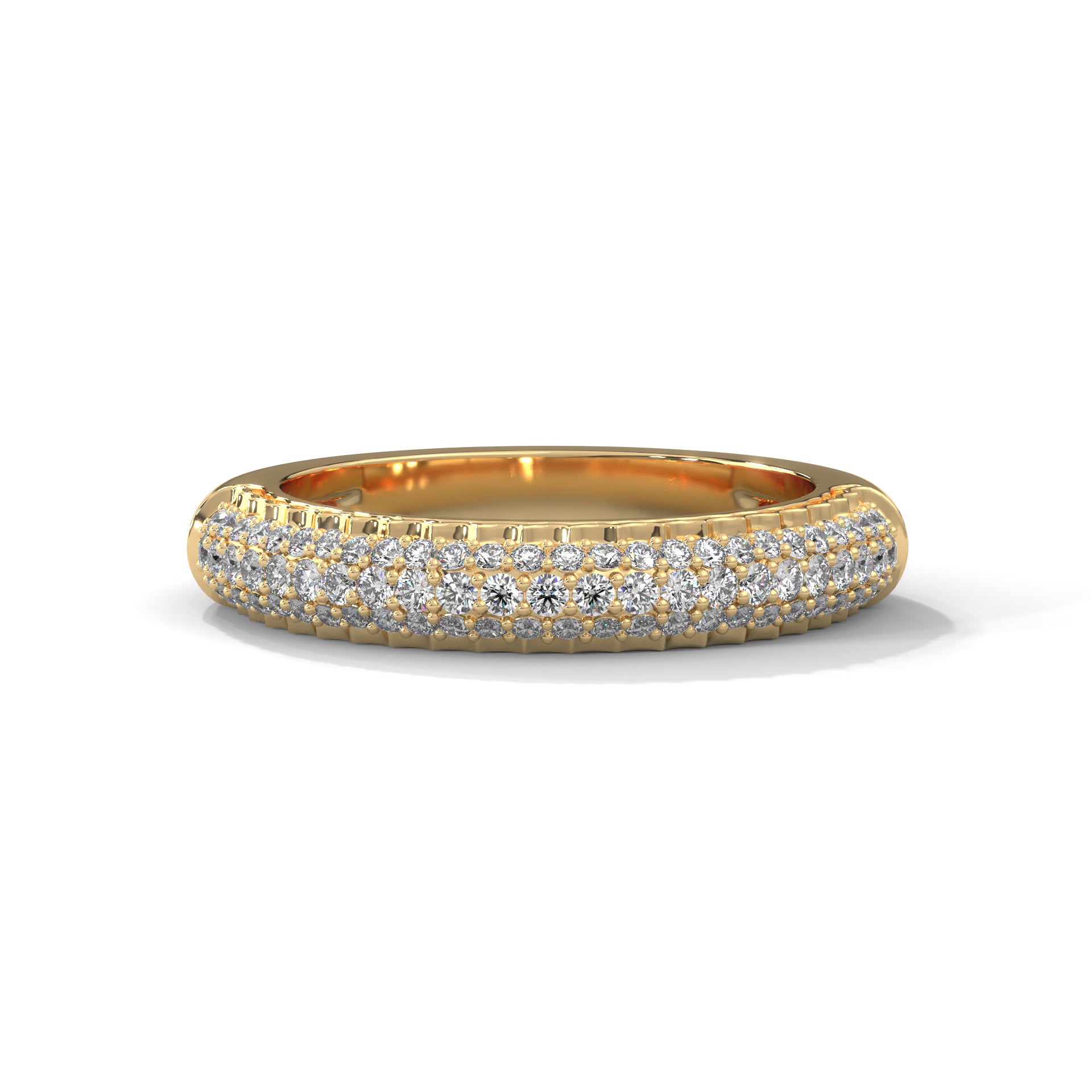 Triple Row Diamond Pavé Band Ring