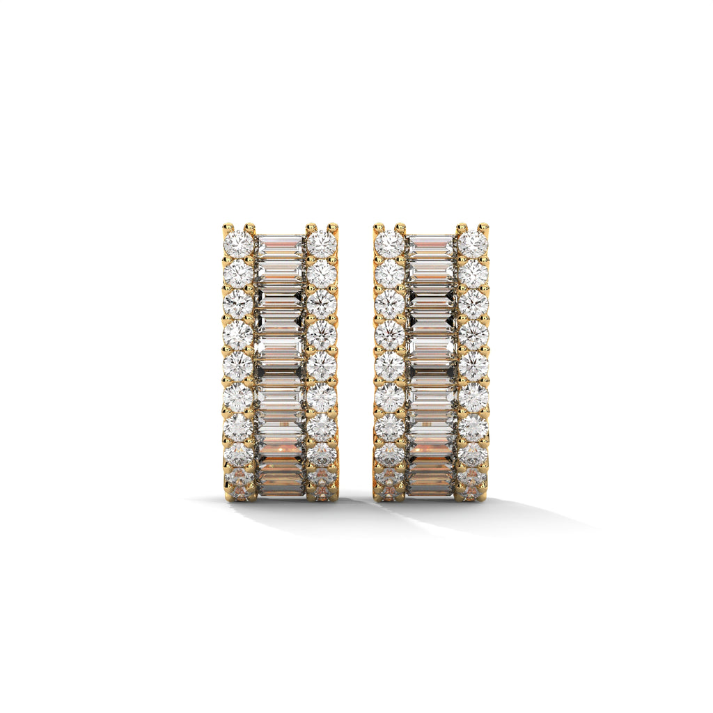 Baguette & Round Diamond Statement Hoop Earrings