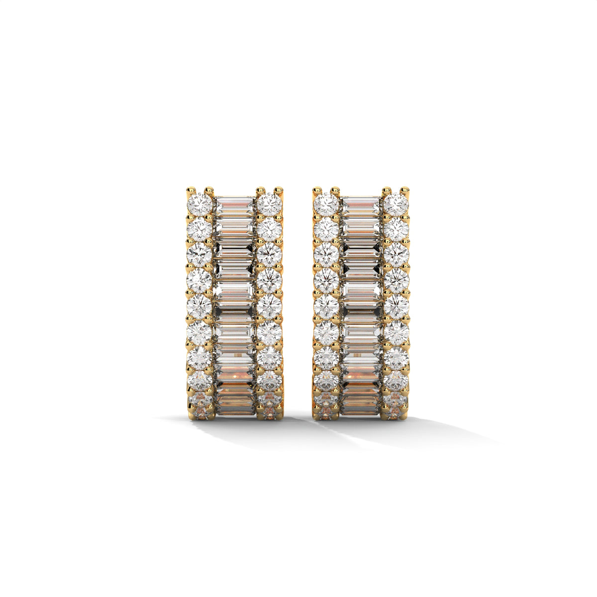 Baguette & Round Diamond Statement Hoop Earrings, lifestyle view — Jewelix Atelier