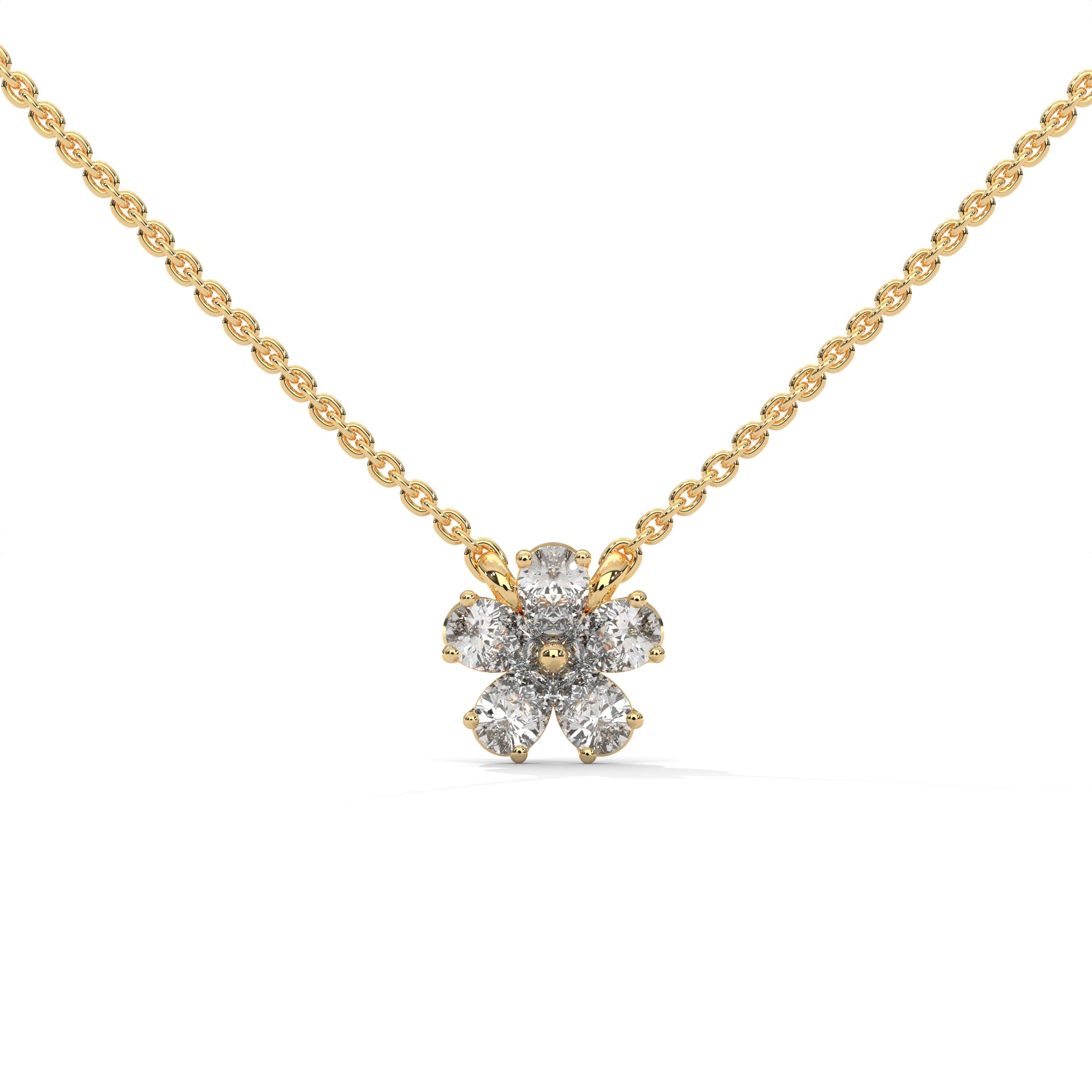 Pear Diamond Floral Pendant