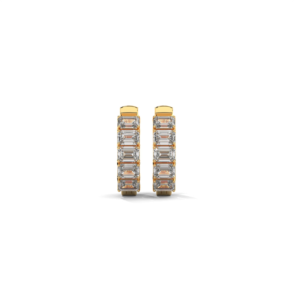 Emerald Cut Diamond Hoop Earrings
