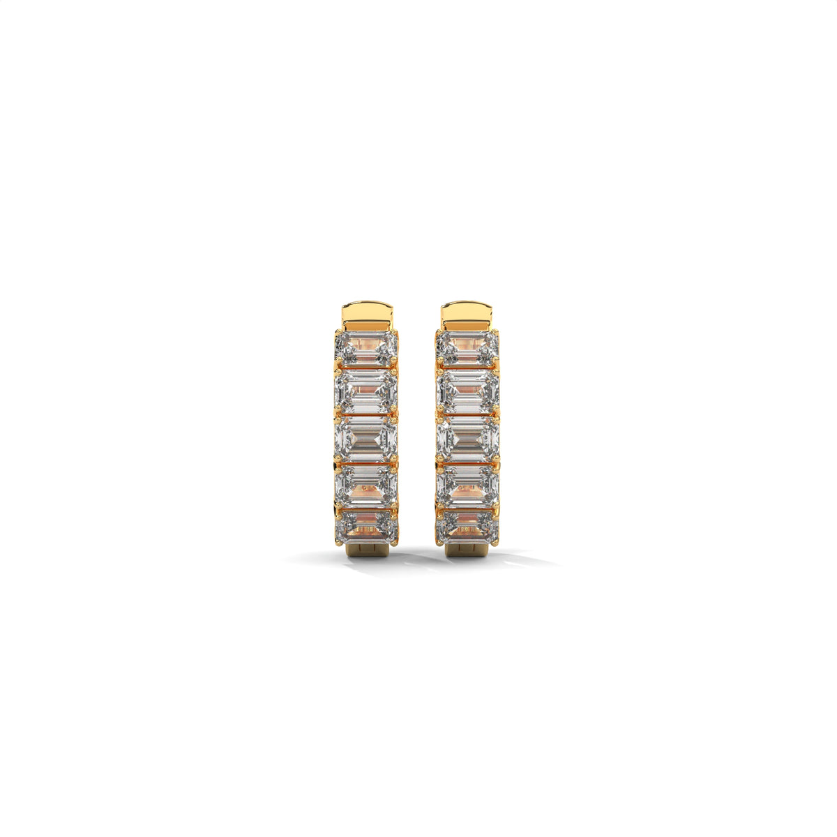 Emerald Cut Diamond Hoop Earrings, lifestyle view — Jewelix Atelier