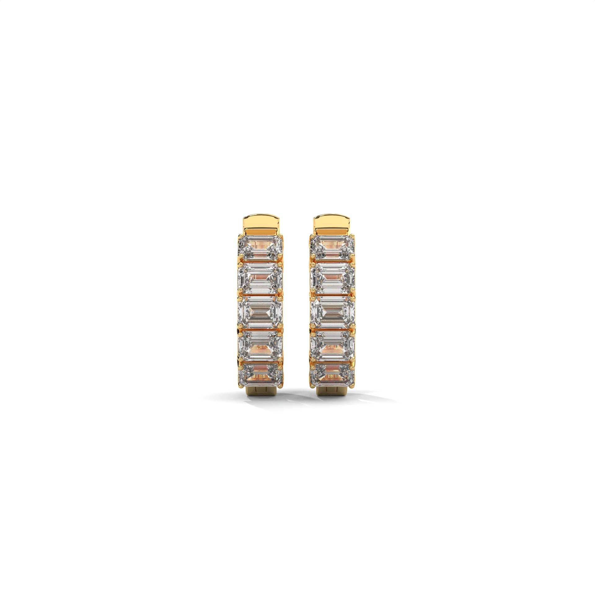 Emerald Cut Diamond Hoop Earrings