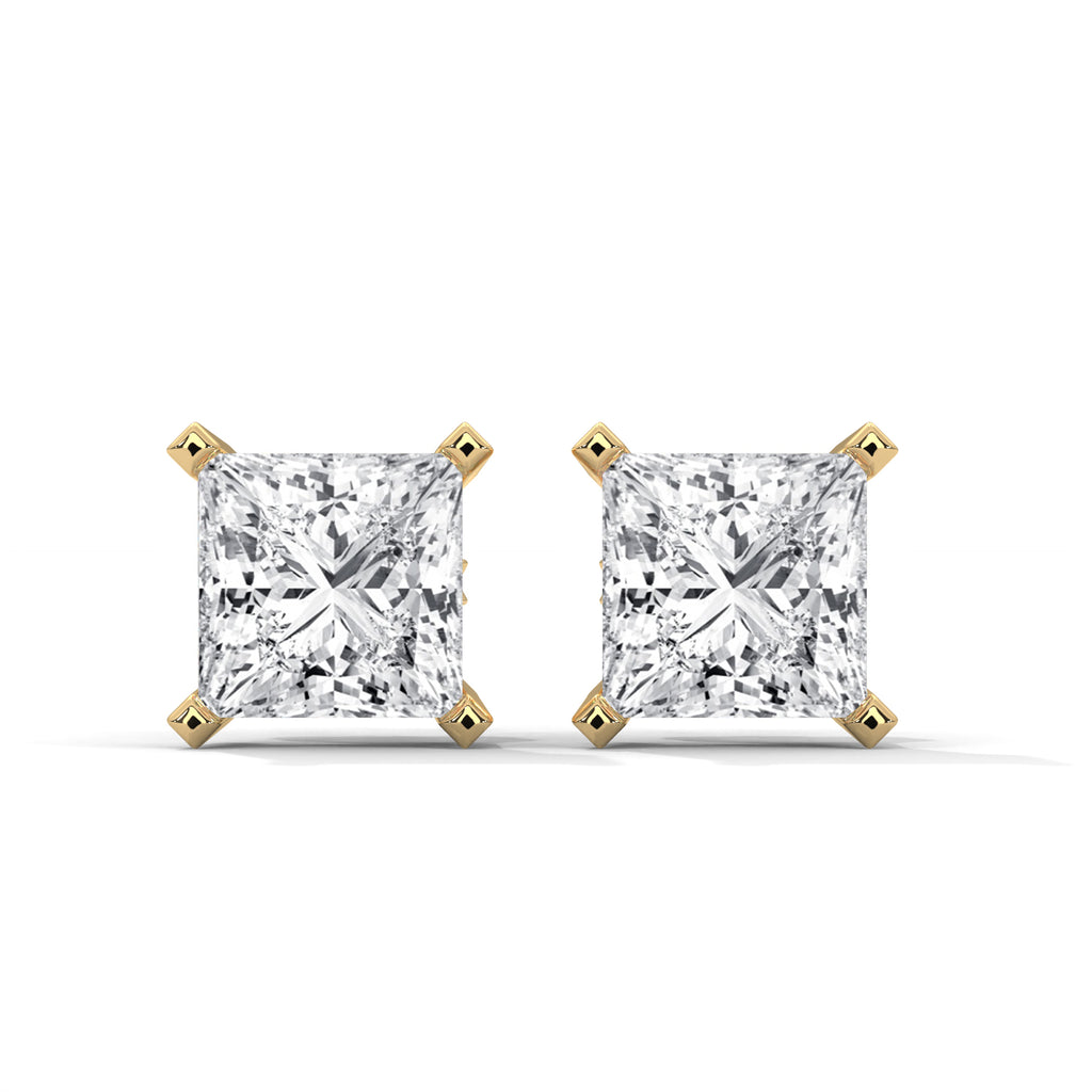 Princess Cut Solitaire Diamond Stud Earrings