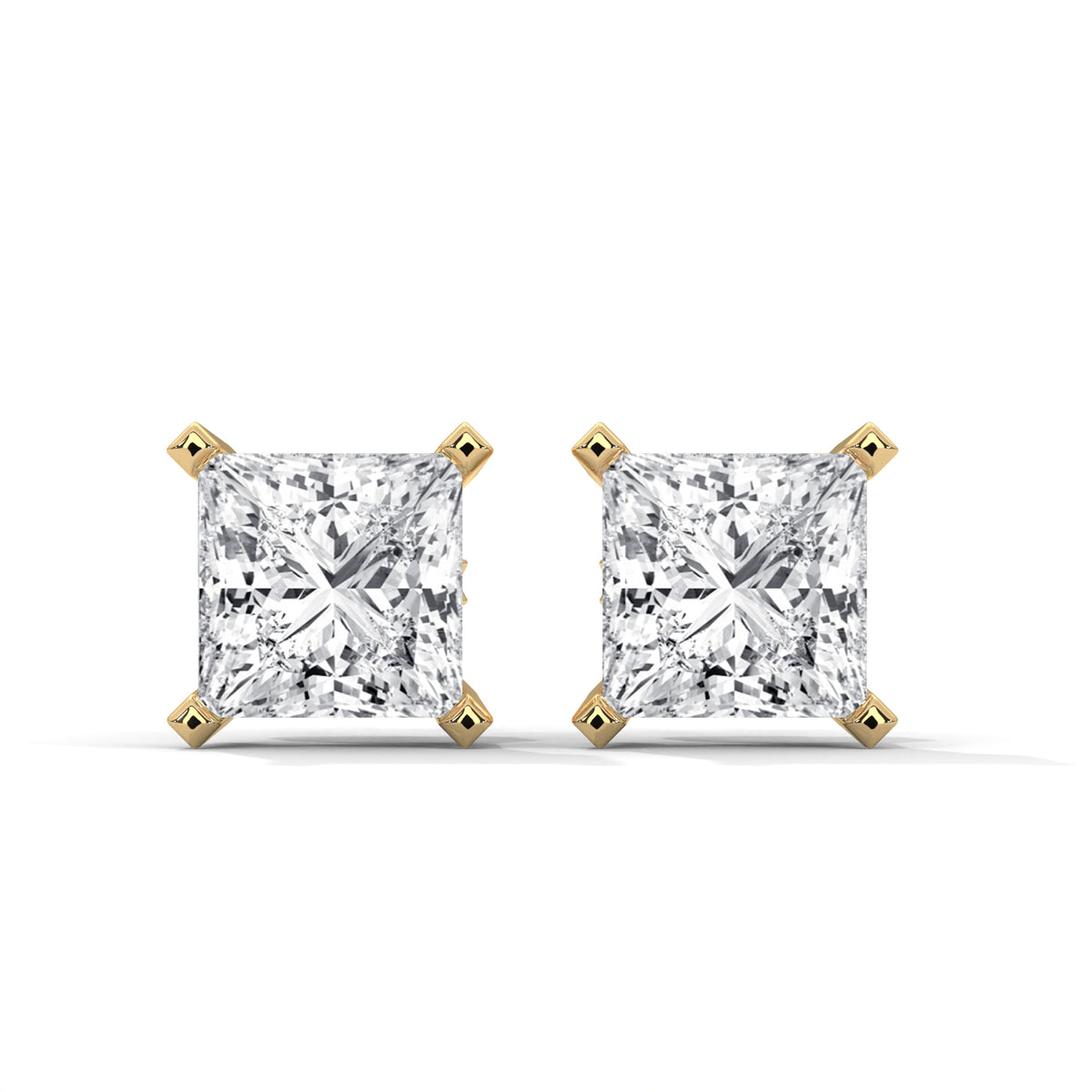 Princess Cut Solitaire Diamond Stud Earrings, lifestyle view — Jewelix Atelier