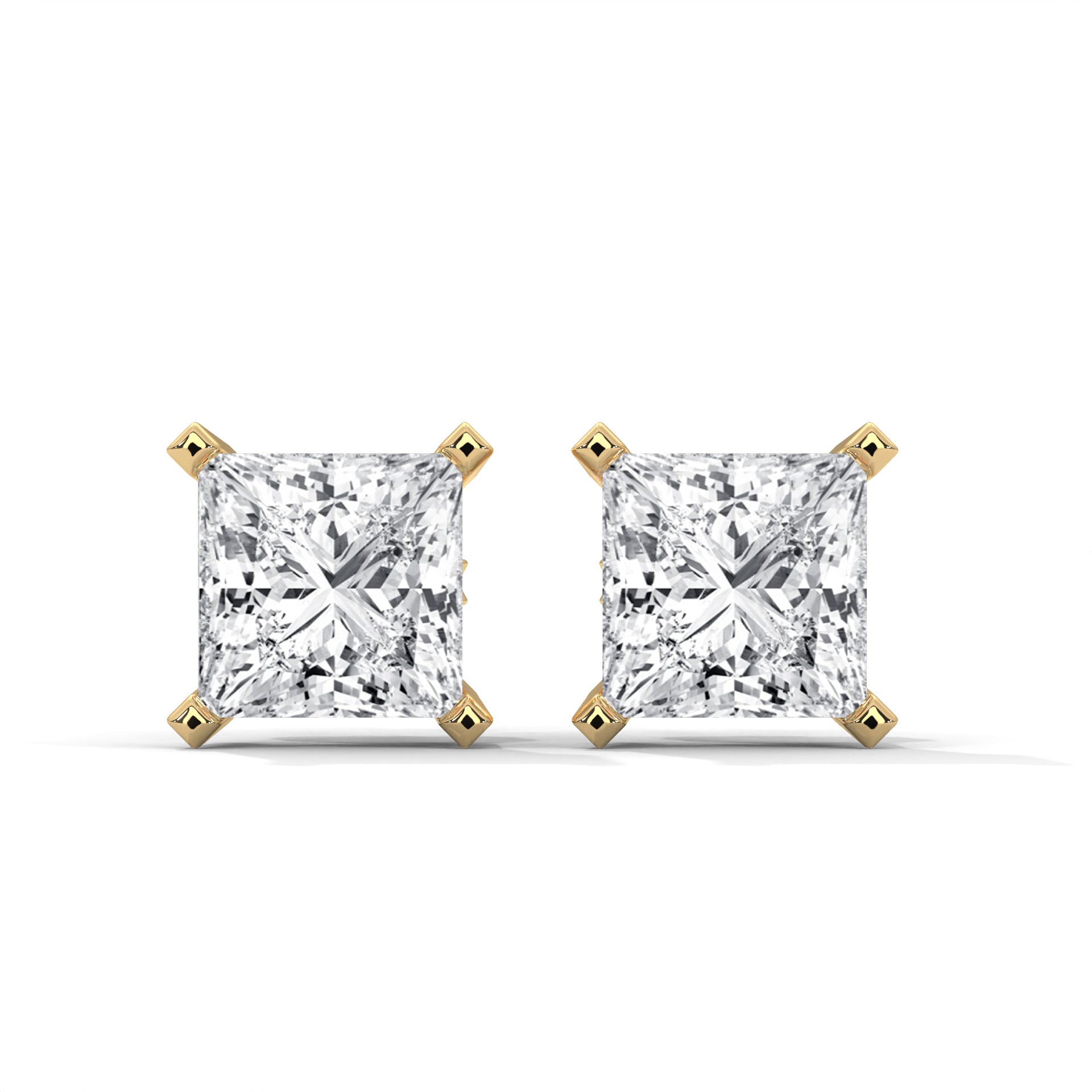 Princess Cut Solitaire Diamond Stud Earrings