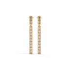 Baguette & Round Diamond Bar Drop Earrings
