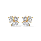 Mixed Shape Diamond Cluster Stud Earrings