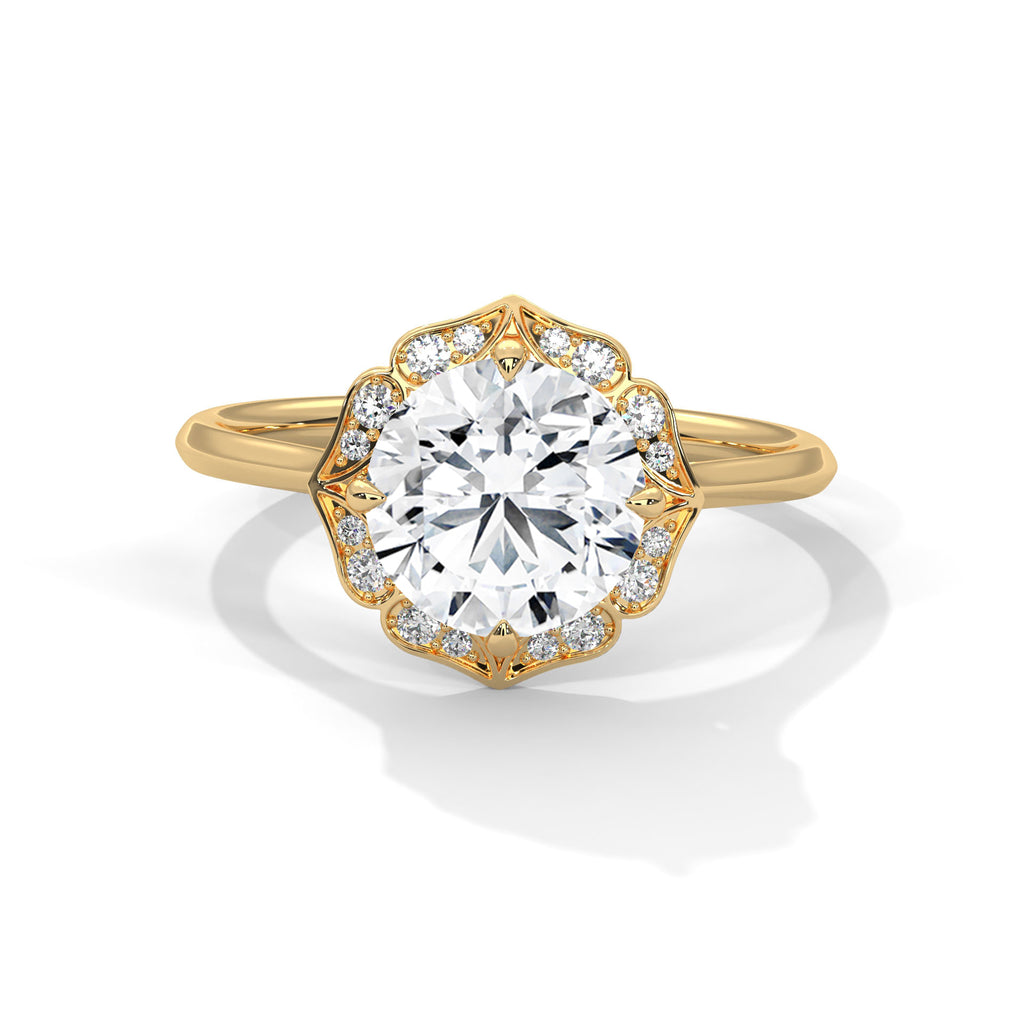 Round Diamond Vintage Halo Engagement Ring