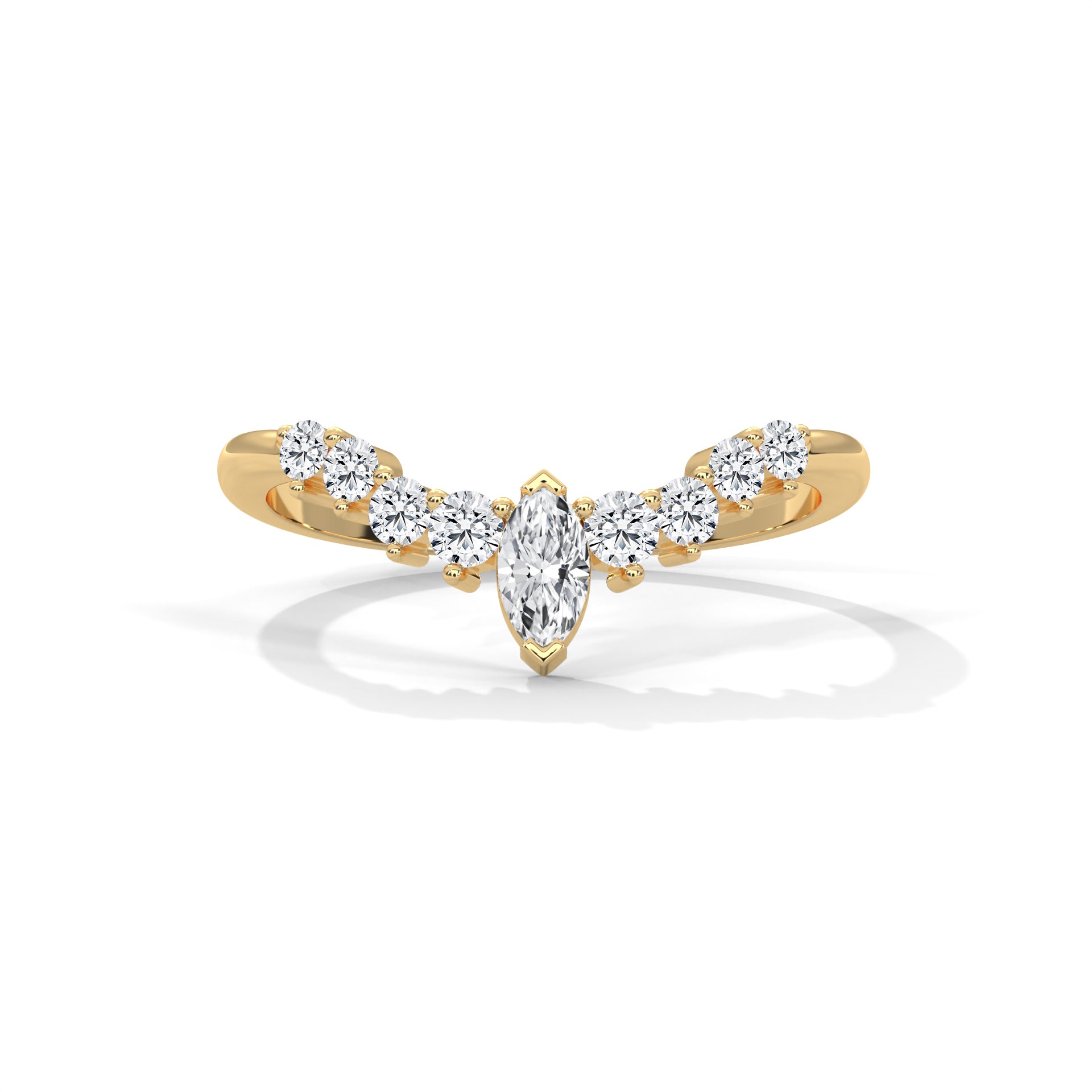 Marquise & Round Diamond Chevron Ring