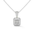 Baguette & Round Diamond Halo Pendant