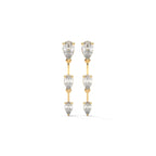 Pear Cut Three Station Drop Diamond Earrings