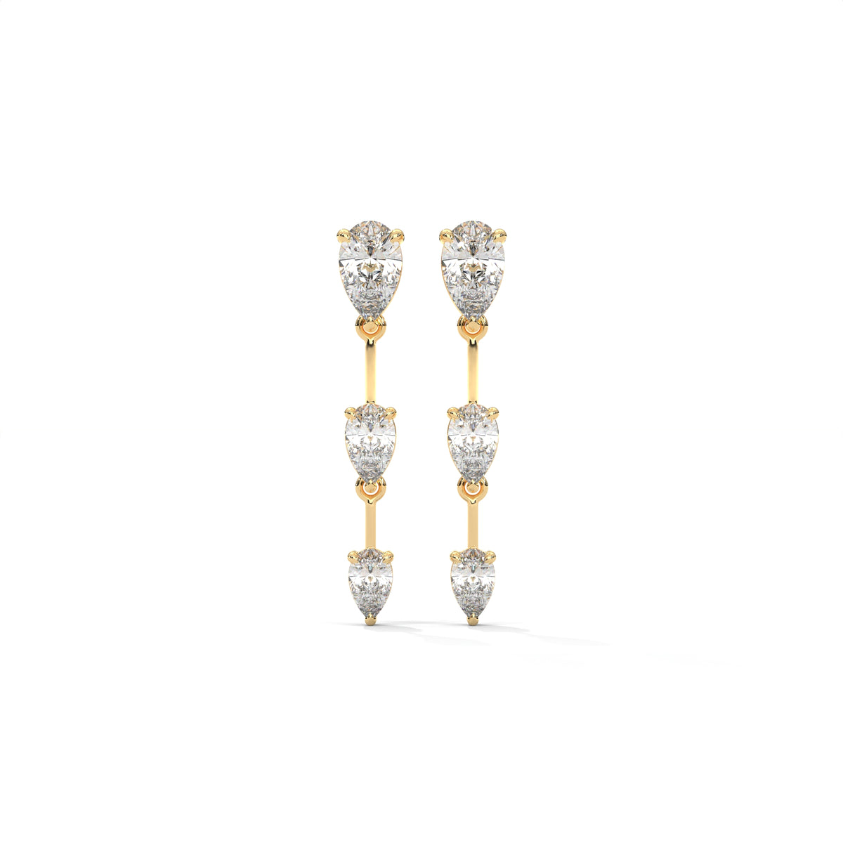 Pear Cut Three Station Drop Diamond Earrings, lifestyle view — Jewelix Atelier