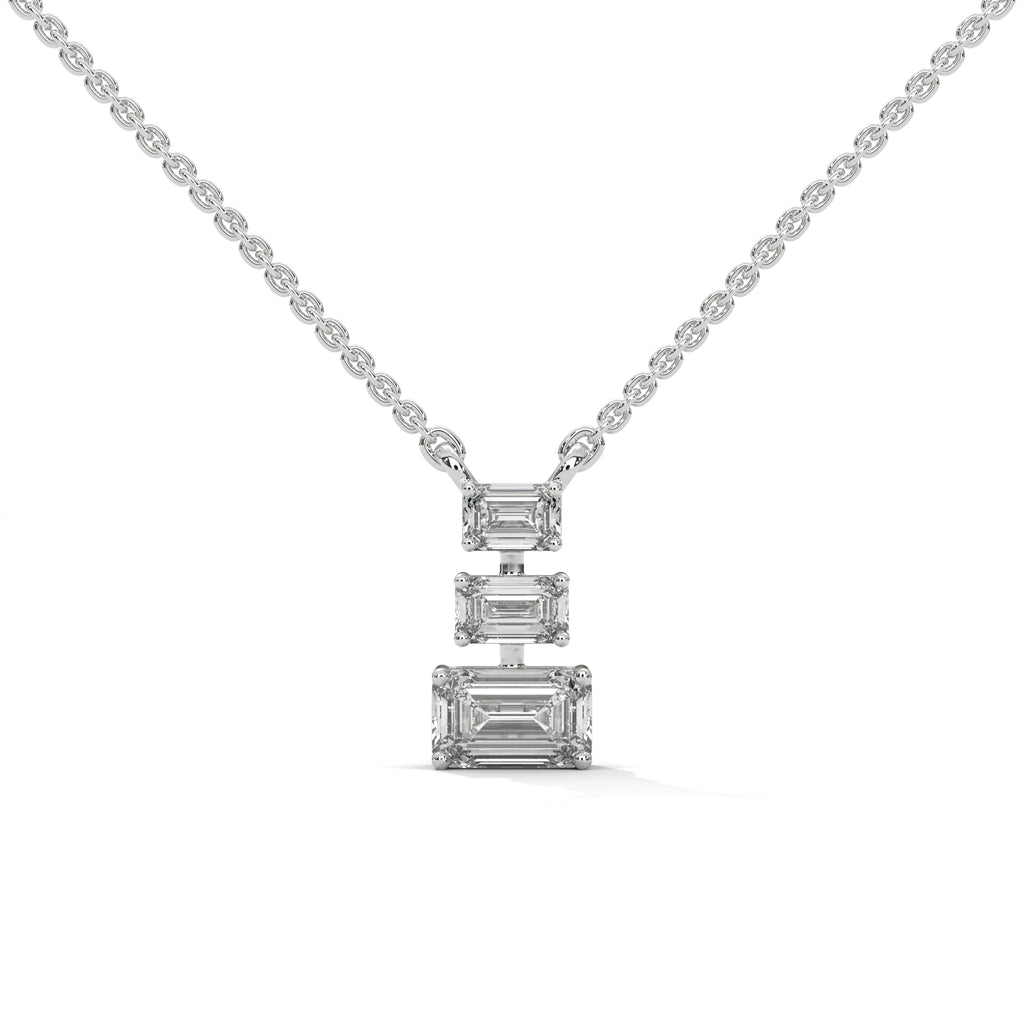 Emerald Cut Diamond Bar Pendant