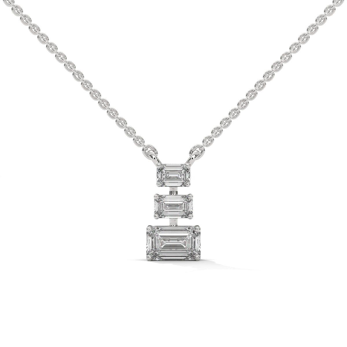Emerald Cut Diamond Bar Pendant – view 1 of 9, lab grown diamond necklace | Jewelix Atelier
