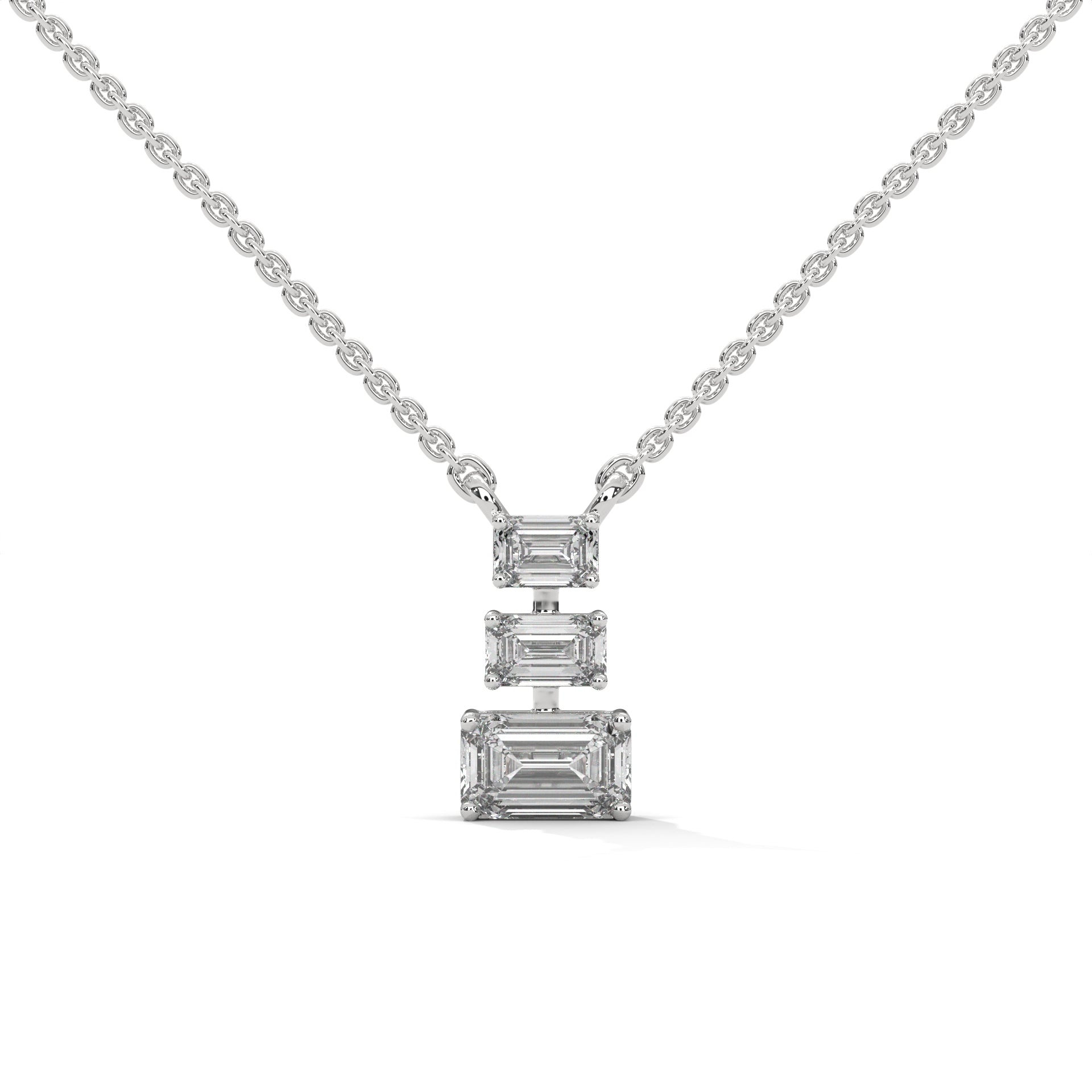 Emerald Cut Diamond Bar Pendant