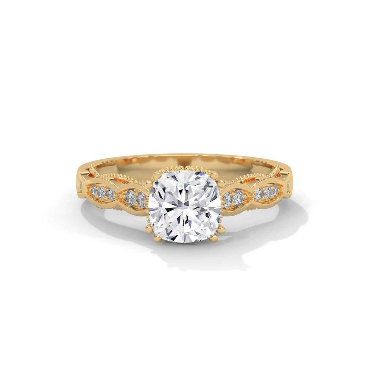 Vintage Cushion Cut Diamond Ring – view 4 of 9, lab grown diamond ring | Jewelix Atelier