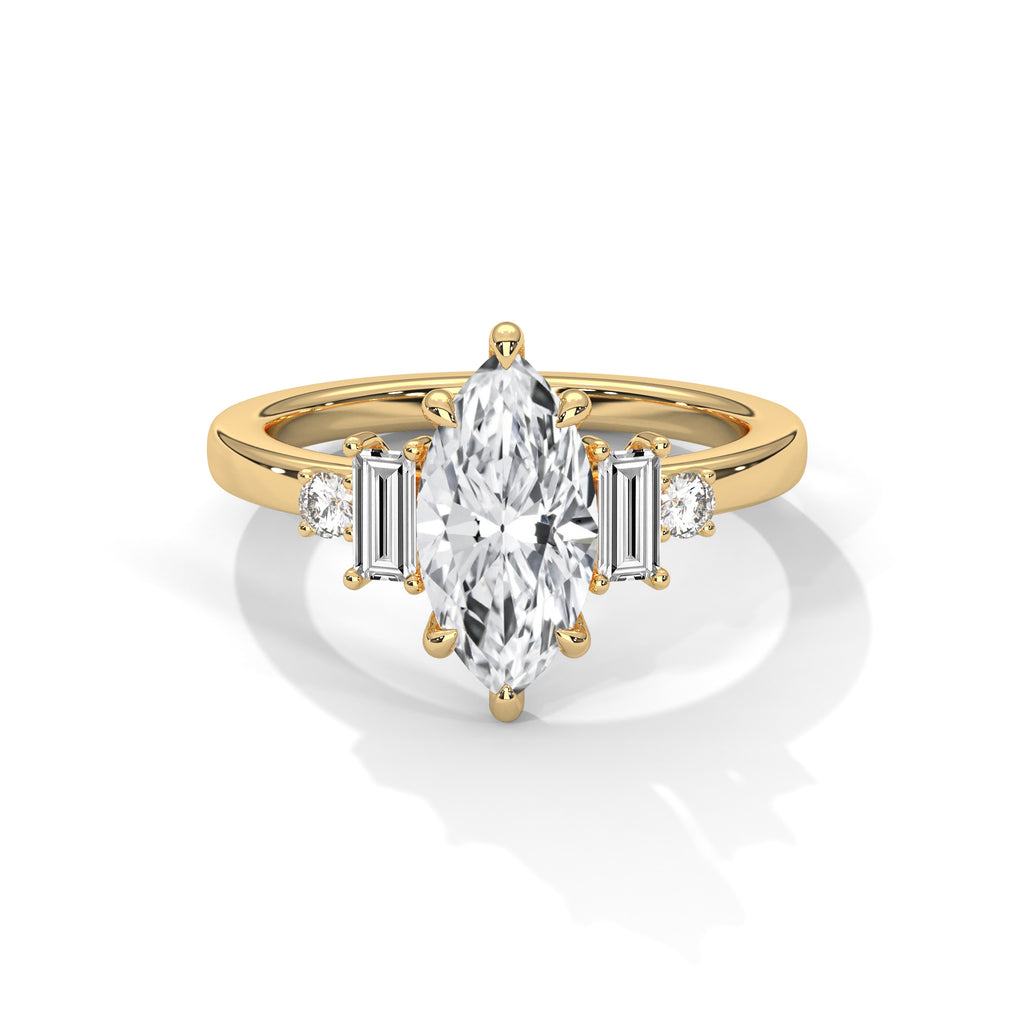 Marquise Cut Three Stone Diamond Engagement Ring