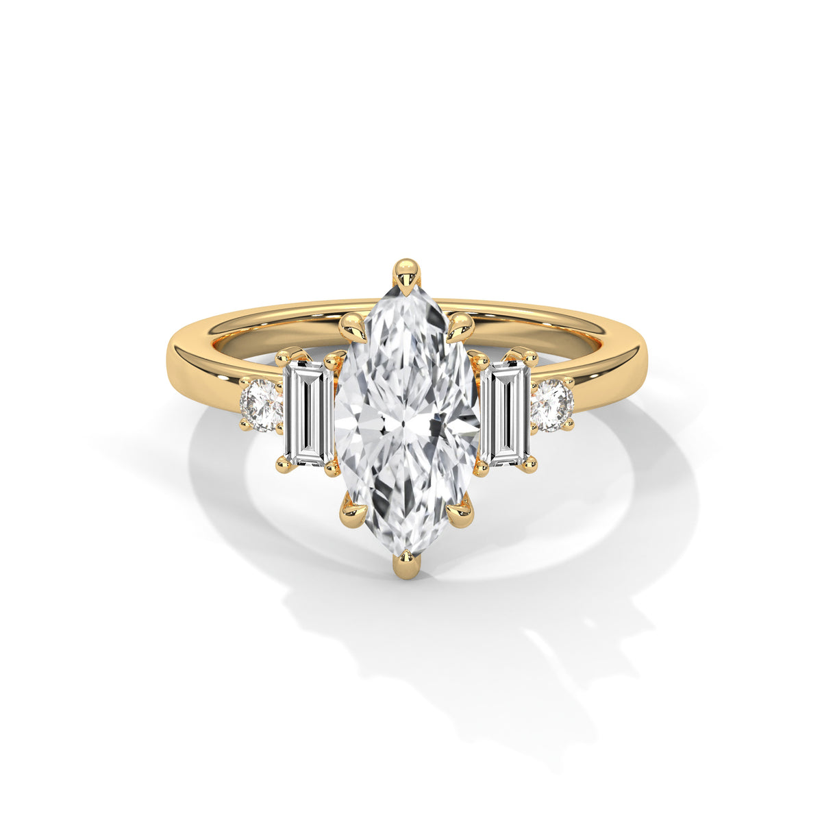 1.85 CTW Marquise Cut Three Stone Lab Grown Diamond Engagement Ring – Style MJR2605377 – view 3 of 9 | Jewelix Atelier