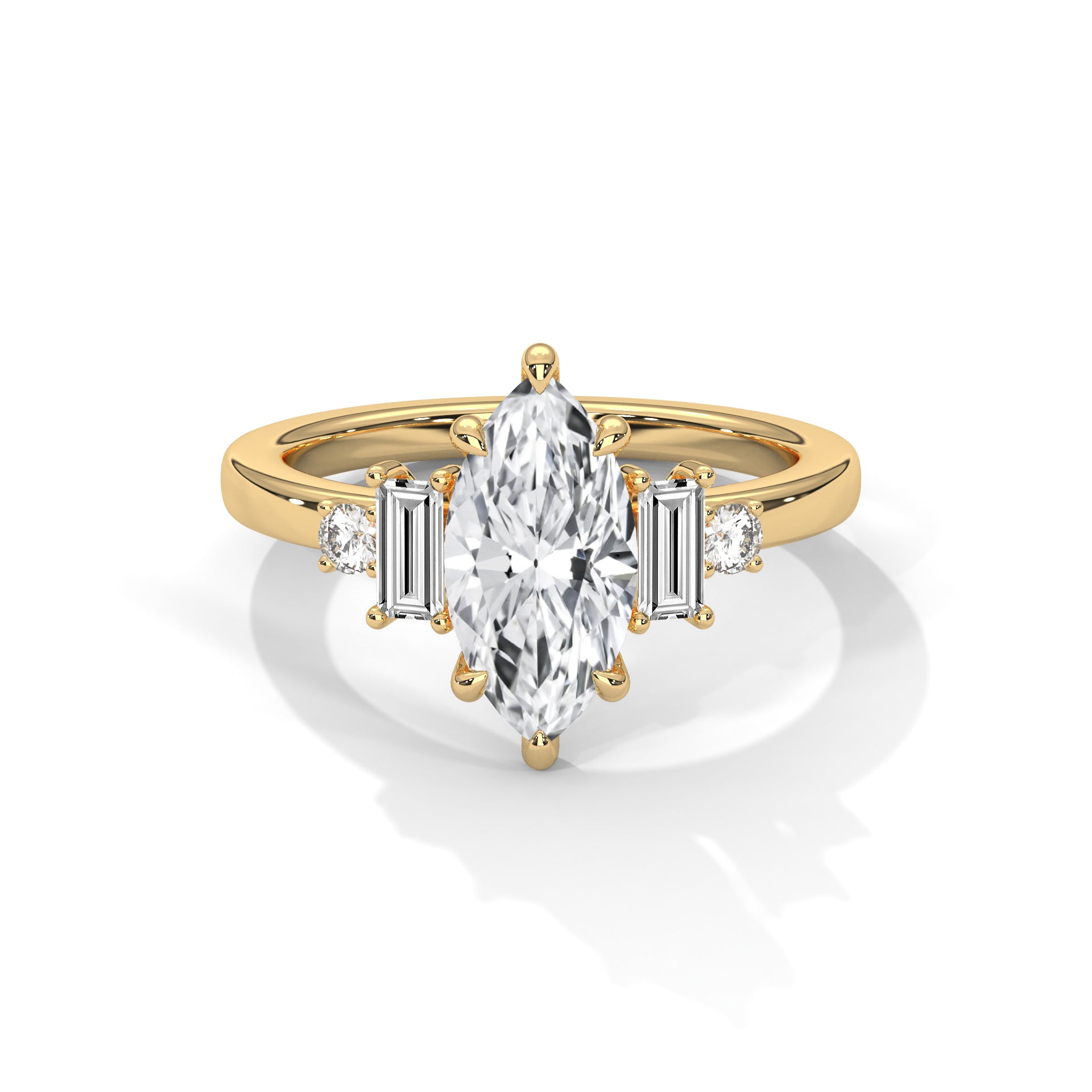 Marquise Cut Three Stone Diamond Engagement Ring