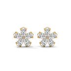Pear Diamond Floral Stud Earrings
