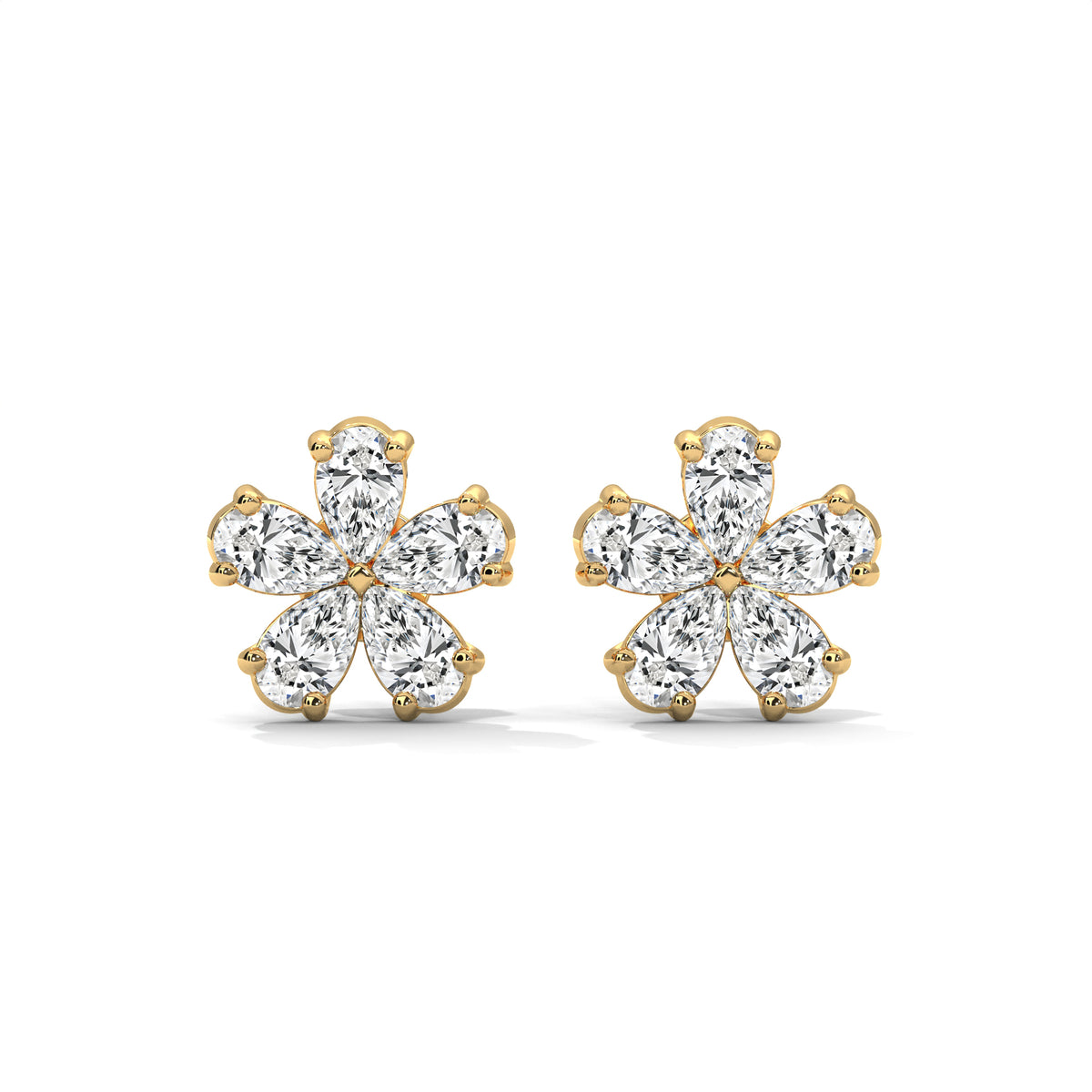 Fleur Royale Diamond Earrings – Style MJE2605008, lifestyle view — Jewelix Atelier