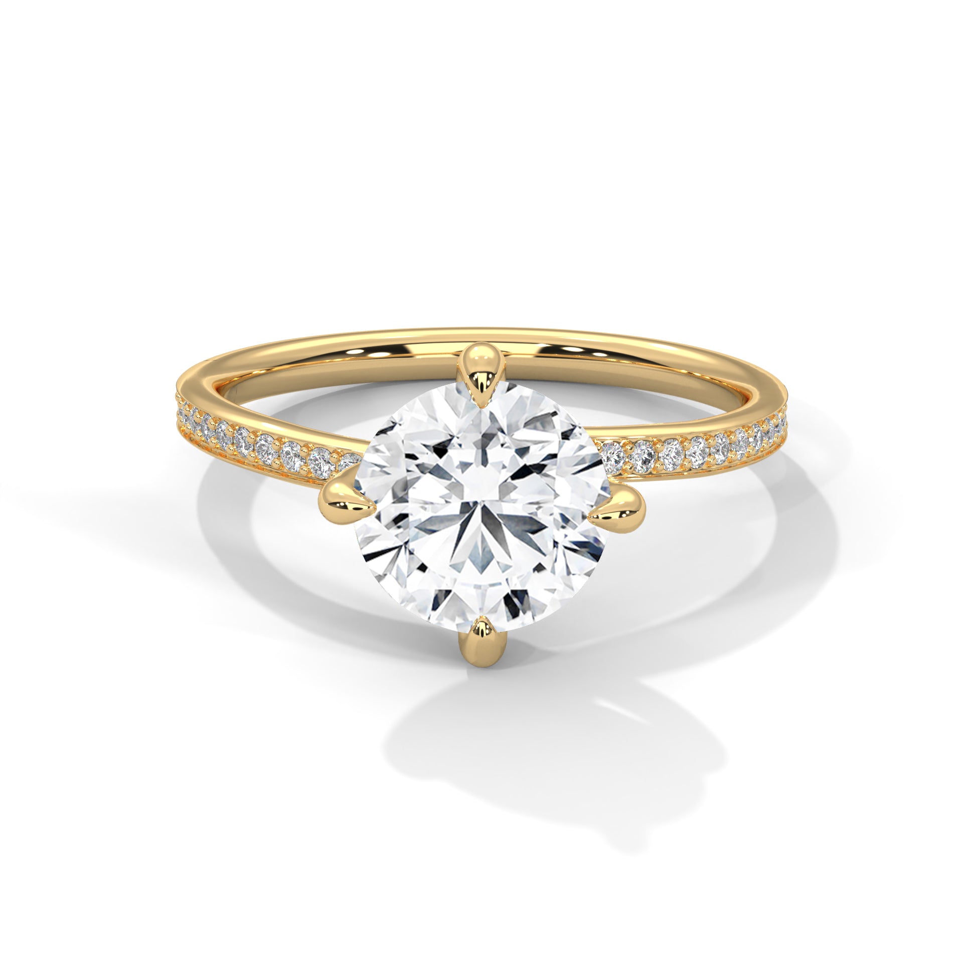 Round Cut Diamond Pavé Engagement Ring