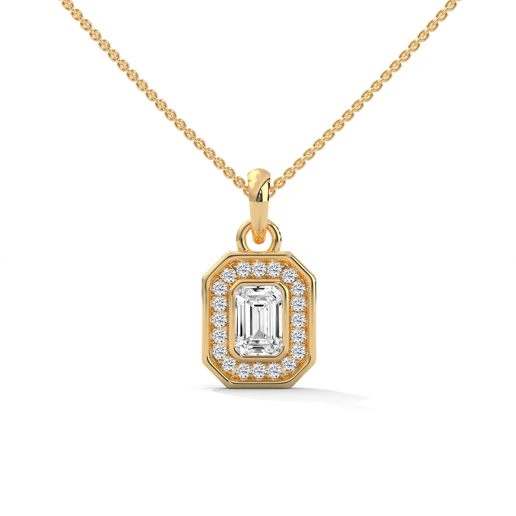 Emerald Halo Diamond Pendant