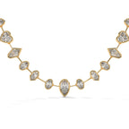 Multi Shape Diamond Station Necklace with Pear Center