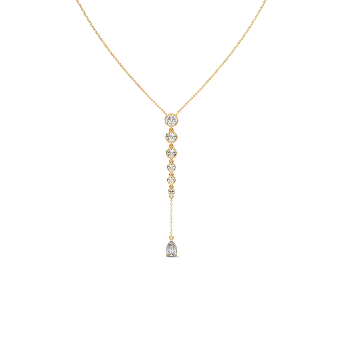 Pear Diamond Y Drop Necklace – view 3 of 6, lab grown diamond necklace | Jewelix Atelier