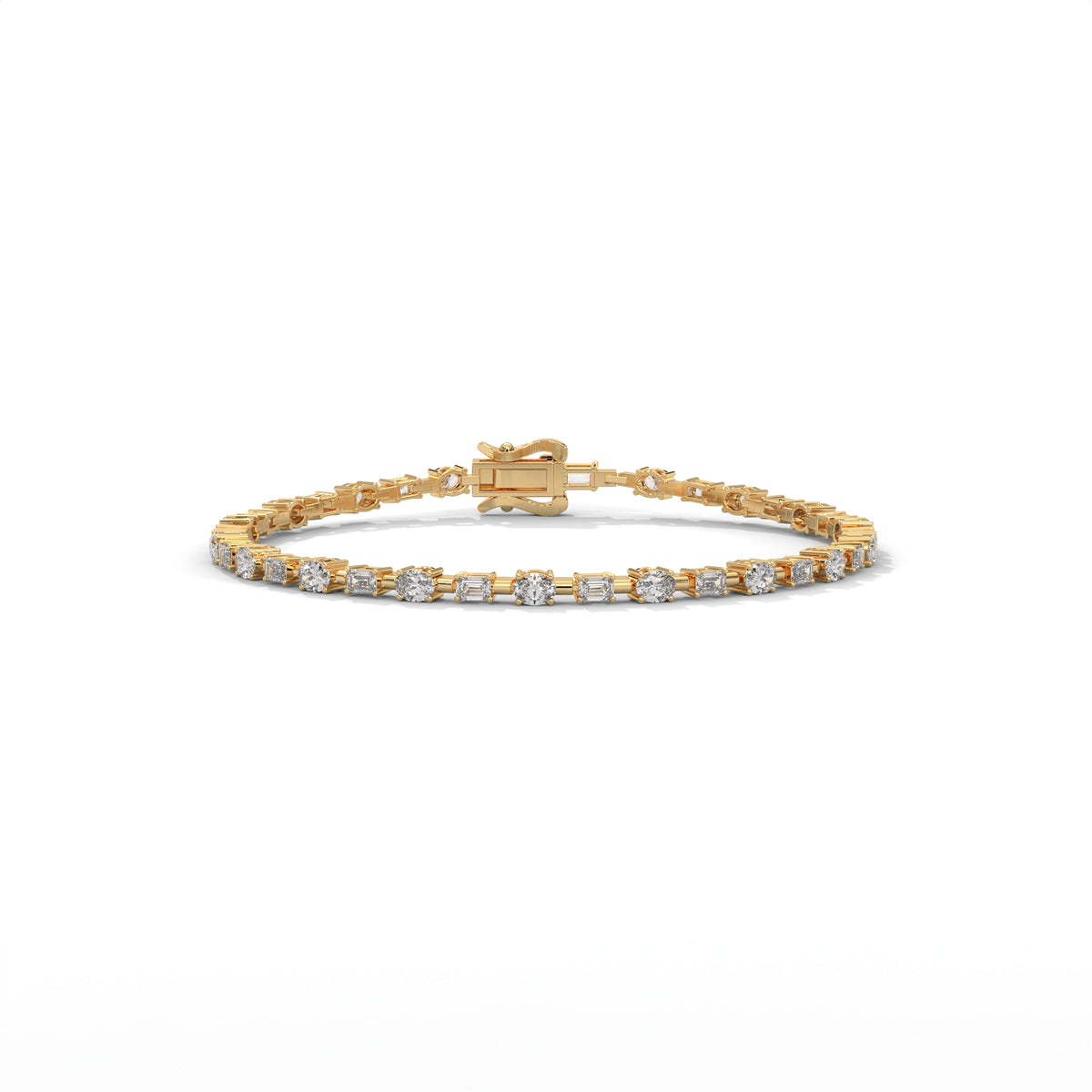 Emerald & Oval Diamond Tennis Bracelet, detail view — Jewelix Atelier