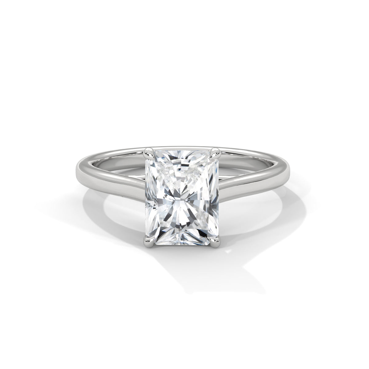 2.00 ct Radiant Cut Solitaire Lab Grown Diamond with Cathedral Setting Engagement Ring – Style MJR2605113 — Jewelix Atelier