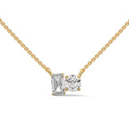 Emerald & Round Diamond Two Stone Pendant