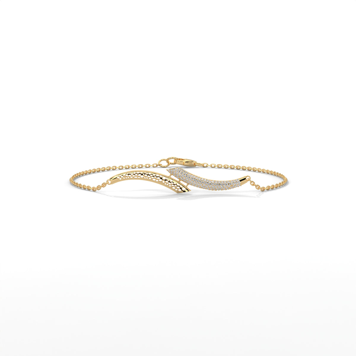 Pavé Wave Diamond Bracelet, detail view — Jewelix Atelier