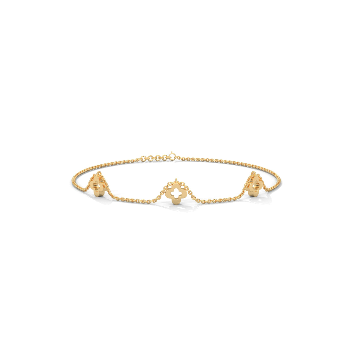 Triple Clover Station Bracelet, detail view — Jewelix Atelier