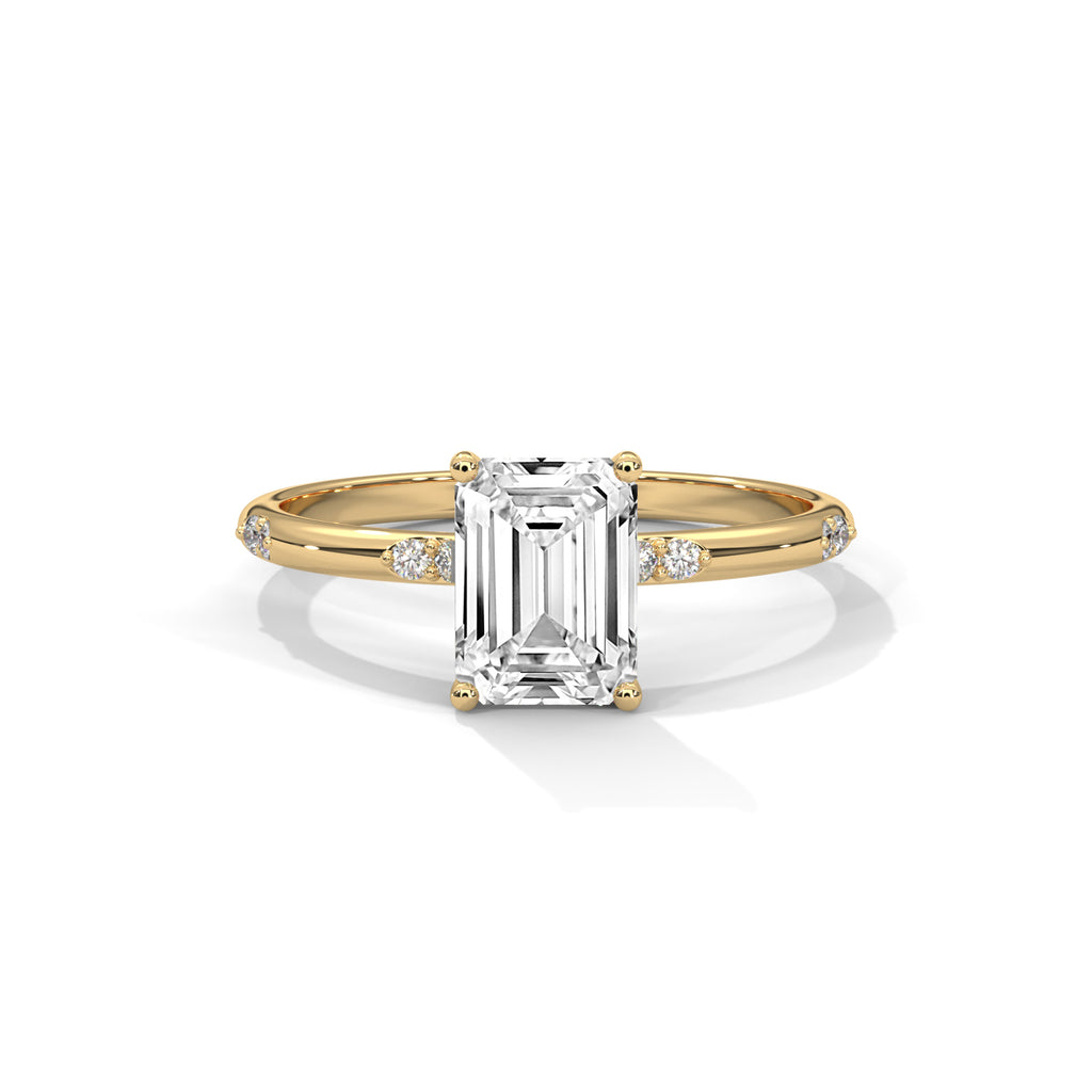Emerald Cut Diamond Accent Engagement Ring