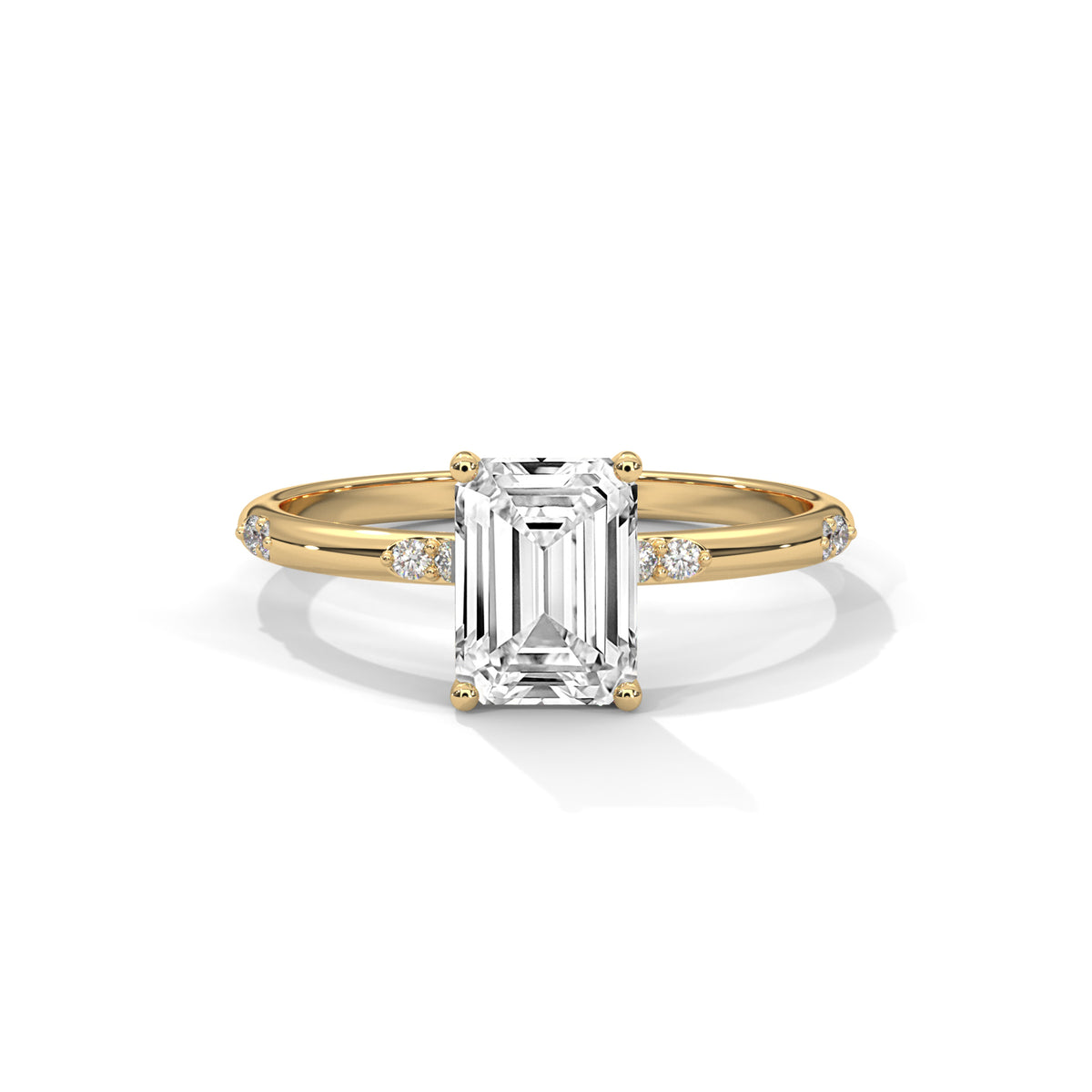 Emerald Cut Diamond Accent Engagement Ring – view 7 of 9, lab grown diamond ring | Jewelix Atelier
