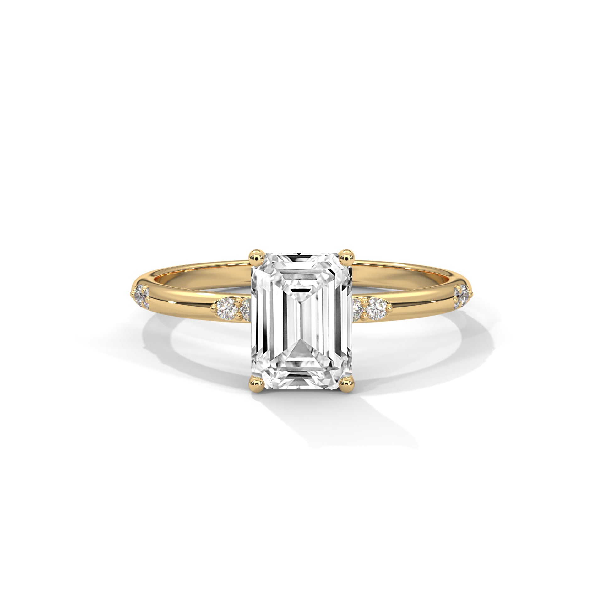 Emerald Cut Diamond Accent Engagement Ring